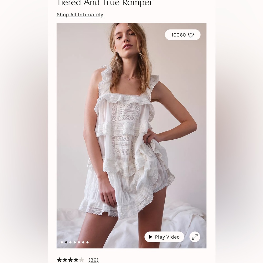 Free People Intimately - Tiered and True Romper in Ivory